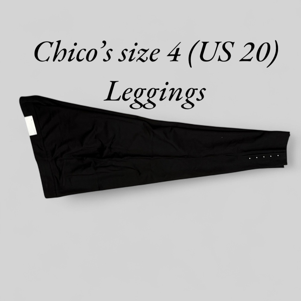 CHICOS Black Ponte Rivet Stud Leggings Size 4R (Women’s 20) NWT